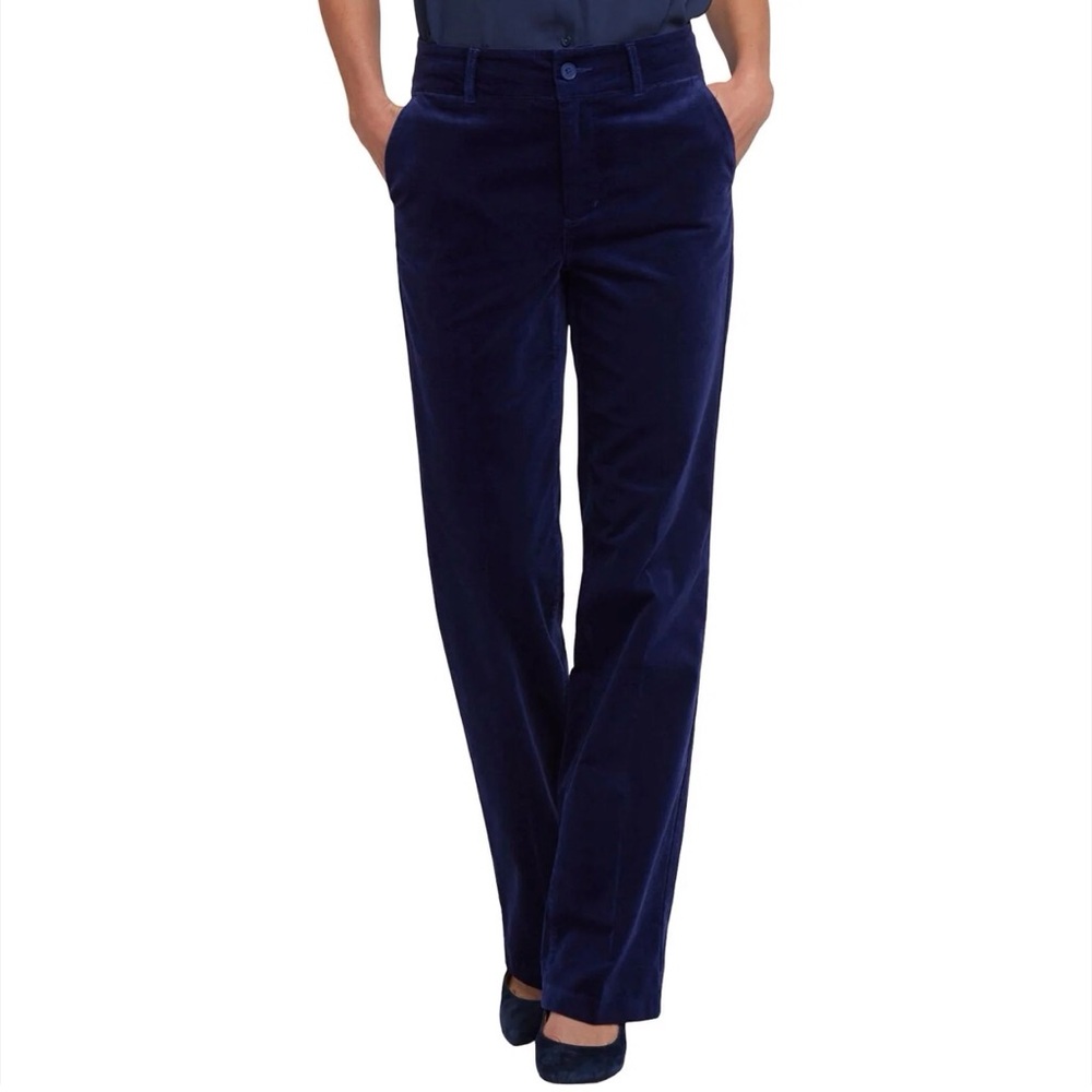 NYDJ Straight Leg Velveteen Trouser Pants Blue Size 12